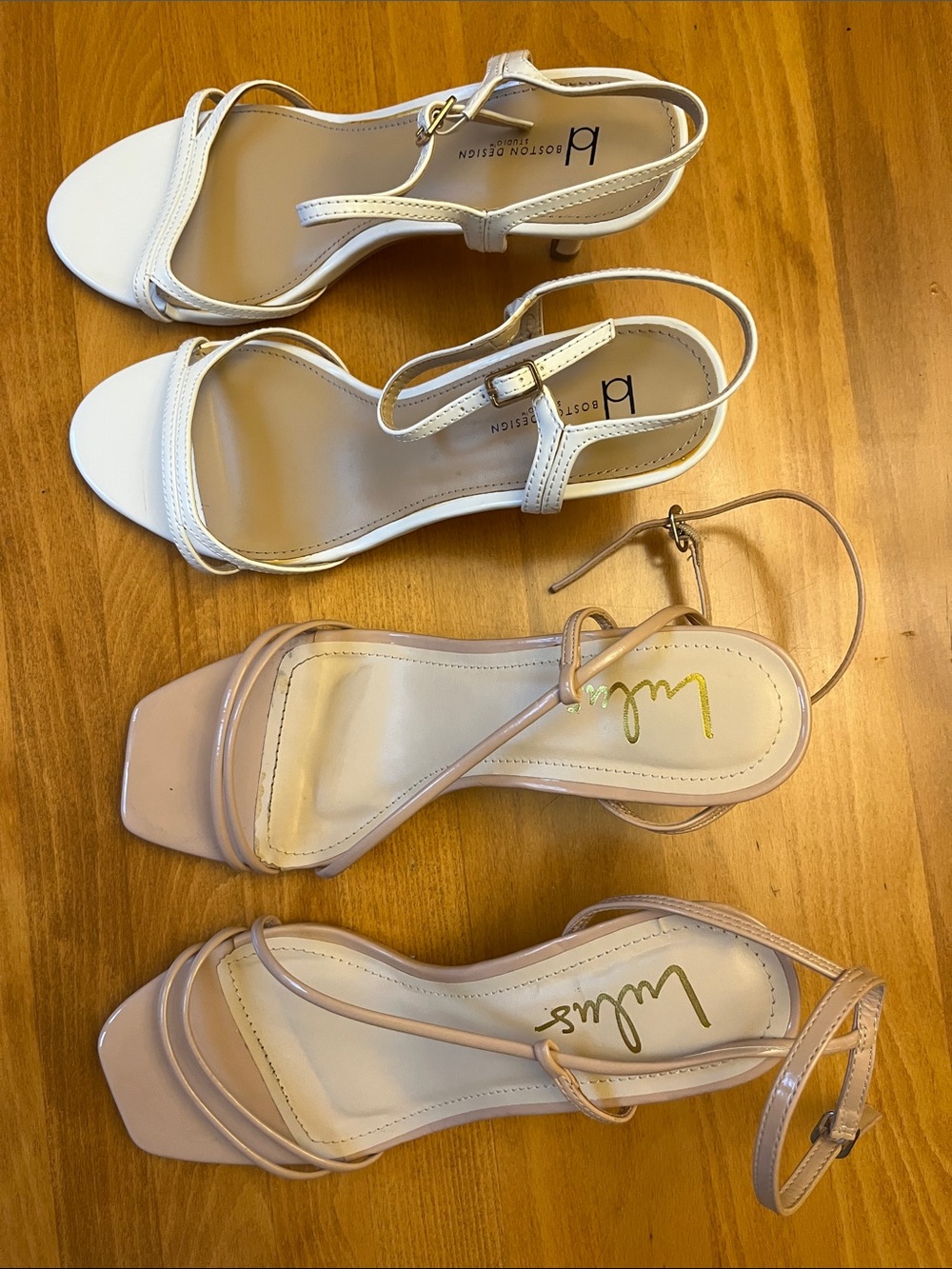 Lulus Strappy Open-Toe Heeled Sandals in White and Nude